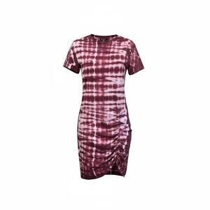 ☀️Monrow Tie Dye Ruched T Shirt Dress Womens Small NWT Bodycon Pink Mini